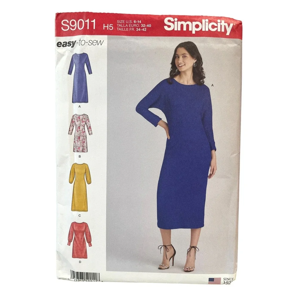 Simplicity S9011 Sewing‎ Pattern Women Size 6-14 Knit Pullover Dress Easy To Sew